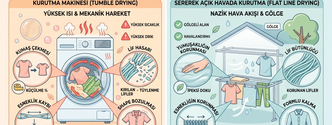 Kurutma Makinesi Viskon ve Bambuya Zarar Verir mi?: Yüksek Isının Lif Esnekliğine Olumsuz Etkileri ve Sererek Kurutmanın Önemi Kurutma Makinesi Viskon ve Bambuya Zarar Verir mi?: Yüksek Isının Lif Esnekliğine Olumsuz Etkileri ve Sererek Kurutmanın Önemi