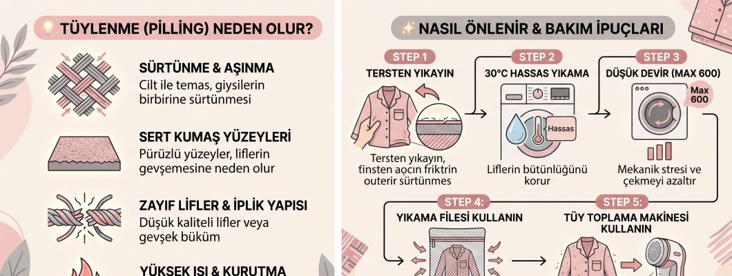 Pijamalarda Tüylenme (Pilling) Neden Olur? Önleme Rehberi | Linay Butik Pijamalarda Tüylenme (Pilling) Neden Olur? Önleme Rehberi | Linay Butik