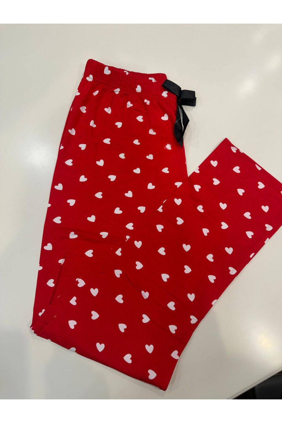 Kırmızı Kalpli Desenli Pijama Altı