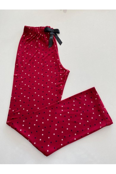 Kırmızı Yıldız Desenli Pijama Altı